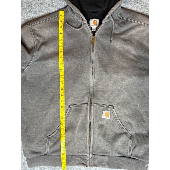 Vintage Carhartt Thermal Lined Full Zip Work Sweatshirt Hoodie Size L Gray - Picture 6 of 7